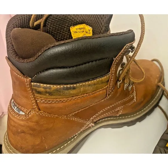CAT Caterpillar Men's 12 M Leather Steel Toe Safety Work Boots Brown Gorpcore