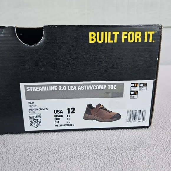 CAT Caterpillar Streamline 2.0 Leather Composite Toe Work Shoes Men SZ 12 Clay