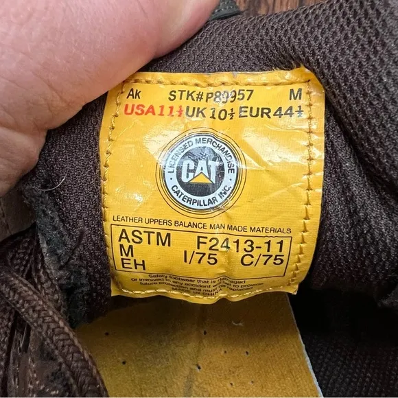 CAT Men Caterpillar Argon Composite Toe Work Shoe Leather Size 11.5 P89957 $150,