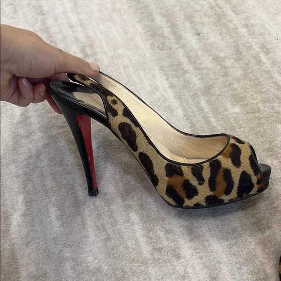 Christian Louboutin Brown and Black Peep Toe Heels