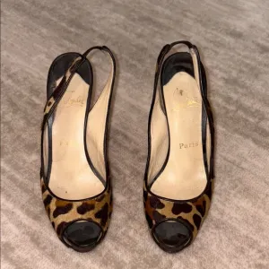 Christian Louboutin Brown and Black Peep Toe Heels