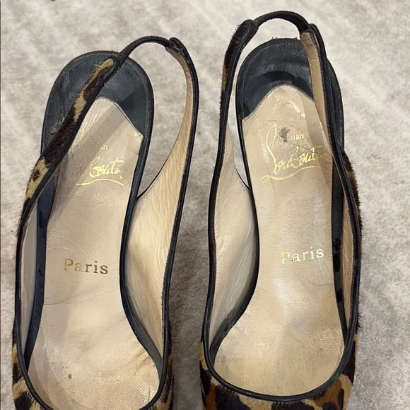 Christian Louboutin Brown and Black Peep Toe Heels