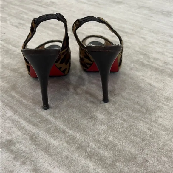 Christian Louboutin Brown and Black Peep Toe Heels