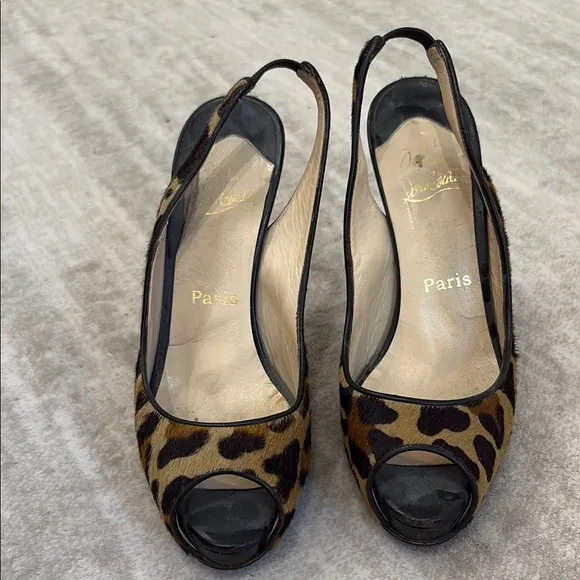 Christian Louboutin Brown and Black Peep Toe Heels