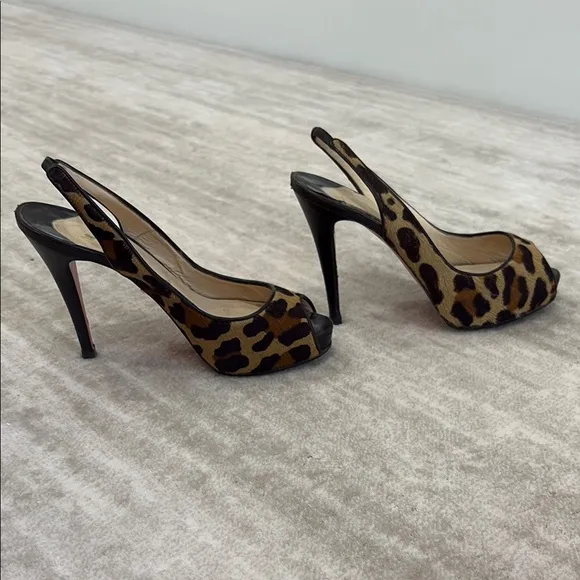 Christian Louboutin Brown and Black Peep Toe Heels