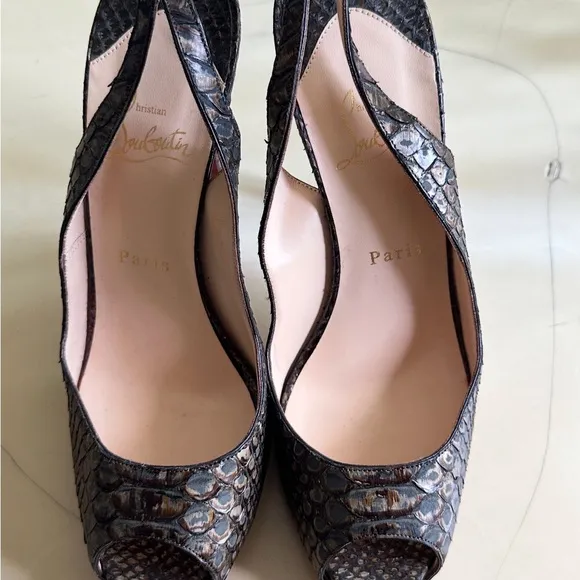 Christian Louboutin Women's Black Peep-Toe Shoes