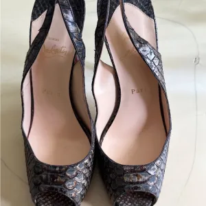 Christian Louboutin Women's Black Peep-Toe Shoes