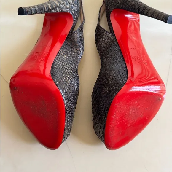 Christian Louboutin Women's Black Peep-Toe Shoes