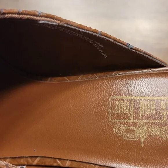 Coach and Four Brown Leather and Suede Mules Womens Size 7.5