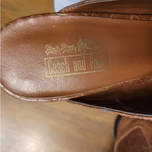 Coach and Four Brown Leather and Suede Mules Womens Size 7.5