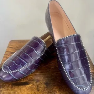 COACH (NWB) INK Harper Bead Leather Croc Shoes