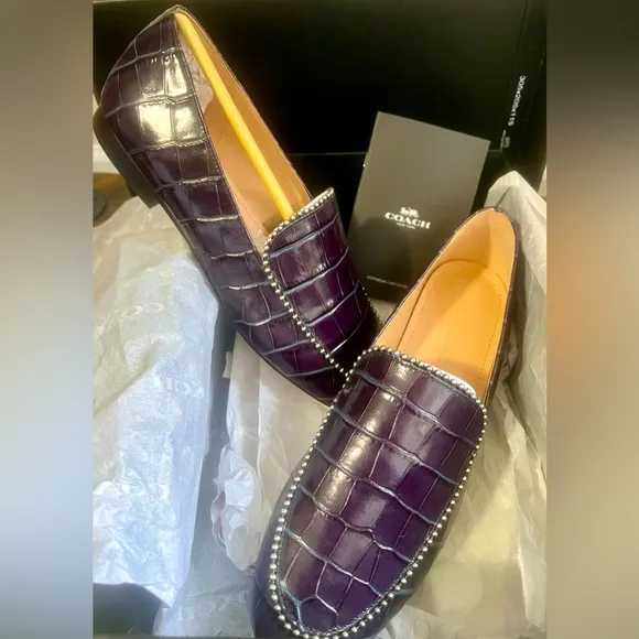 COACH (NWB) INK Harper Bead Leather Croc Shoes