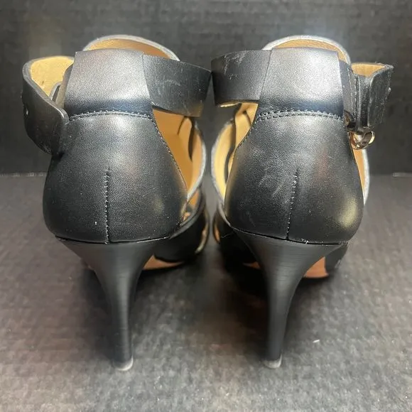 COACH STRAPPY LEATHER 3” HEELS 5.5M NEAR PERFECT