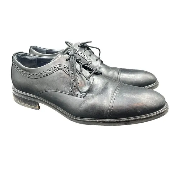 Cole Haan Buckland Shoes Mens 11 M Cap Toe Oxford Black Leather C28881