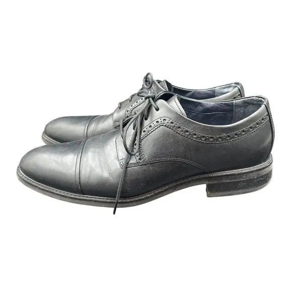 Cole Haan Buckland Shoes Mens 11 M Cap Toe Oxford Black Leather C28881