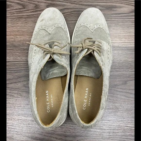 Cole Haan Grand OS Grey Suede Wingtip Shoes 11.5