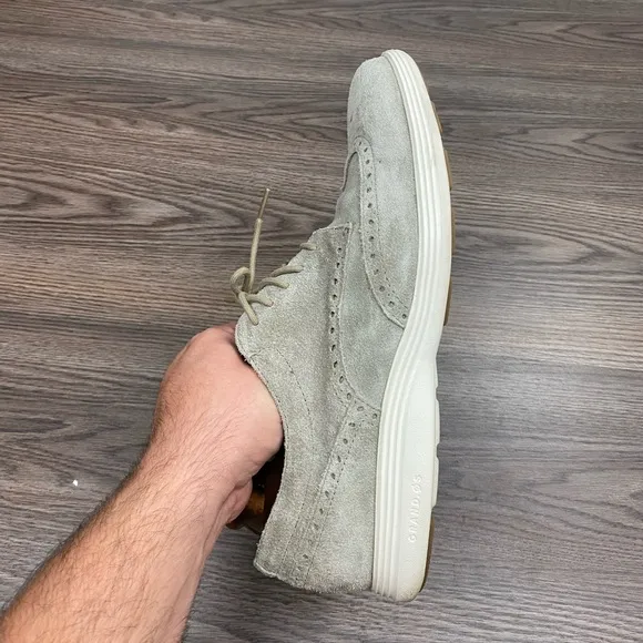 Cole Haan Grand OS Grey Suede Wingtip Shoes 11.5