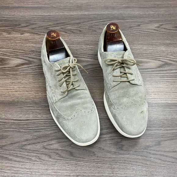 Cole Haan Grand OS Grey Suede Wingtip Shoes 11.5