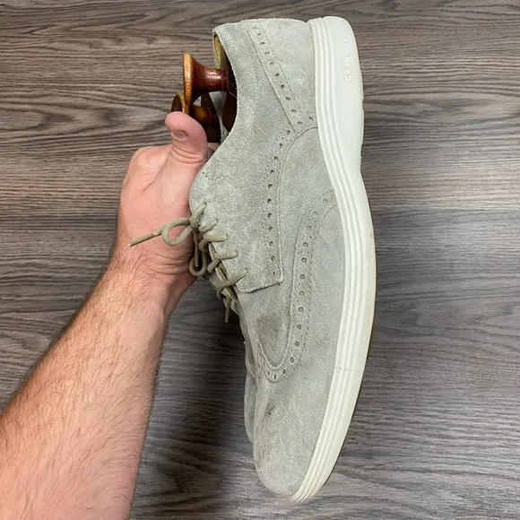 Cole Haan Grand OS Grey Suede Wingtip Shoes 11.5