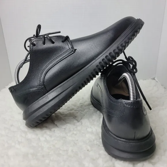 Cole Haan Grand  Plain Toe Men's 8.5 Oxford Black Leather Shoes C38222