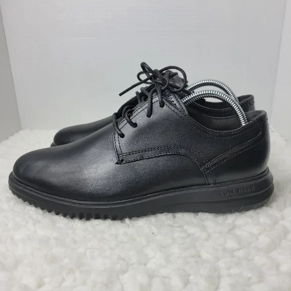 Cole Haan Grand  Plain Toe Men's 8.5 Oxford Black Leather Shoes C38222