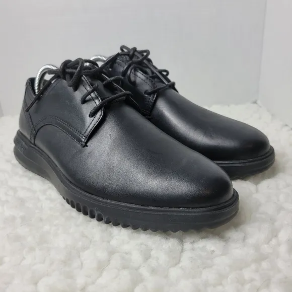 Cole Haan Grand  Plain Toe Men's 8.5 Oxford Black Leather Shoes C38222