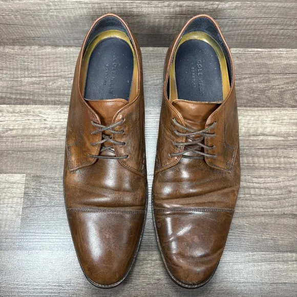 Cole Haan Lenox Hill Leather Cap Toe Oxford Brown Mens US Size 13 C11632 Shoes