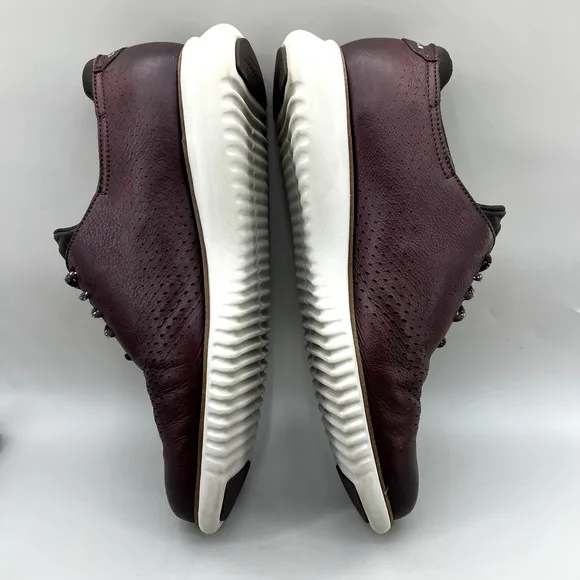 Cole Haan Lined Laser Wingtip Shoes Men Size 10 M Burgundy Leather Lace Comfort