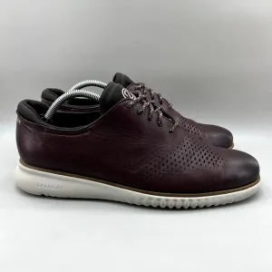 Cole Haan Lined Laser Wingtip Shoes Men Size 10 M Burgundy Leather Lace Comfort