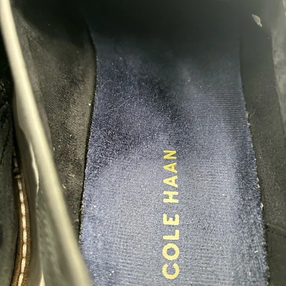 Cole Haan Men’s 11.5 Black Leather Nathan Plain Toe Lace Up Loafer Shoes