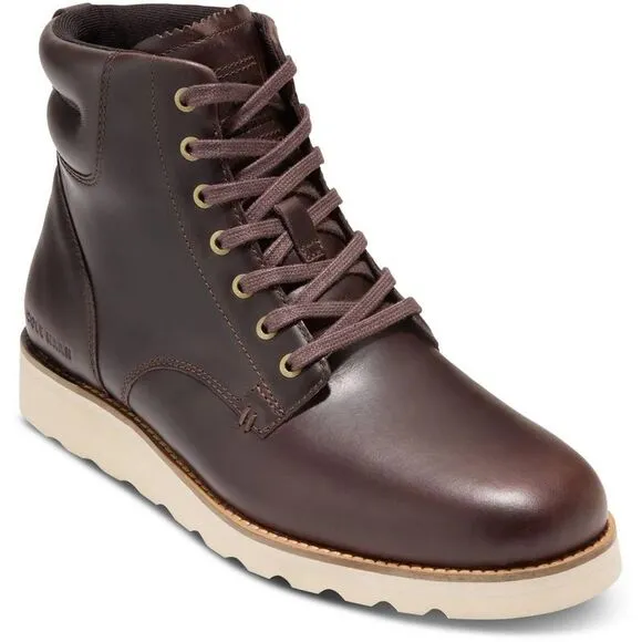 Cole Haan Mens GRANDWOODBURY Brown Lace-Up Manmade Work &amp; Safety Boots New