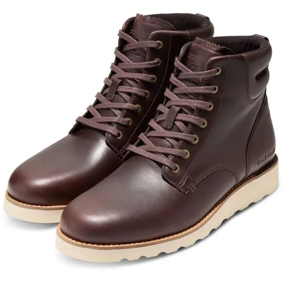 Cole Haan Mens GRANDWOODBURY Brown Lace-Up Manmade Work &amp; Safety Boots New