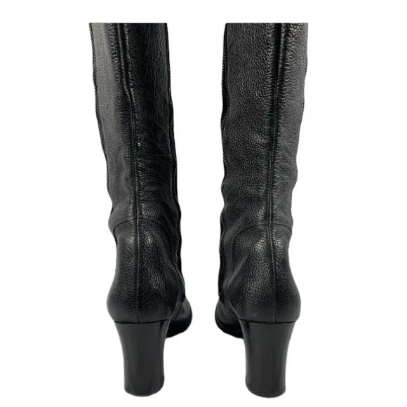 Cole Haan   Vibram Women's Double Sided Zip Black Knee High Heeled Boots 8B