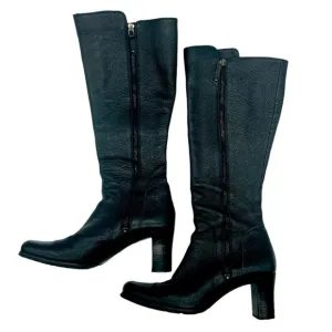 Cole Haan   Vibram Women's Double Sided Zip Black Knee High Heeled Boots 8B