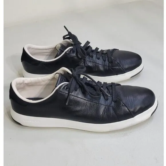 Cole Haan Womens 9.5 GrandPro Black Leather Tennis Shoes W02896 Casual Comfort