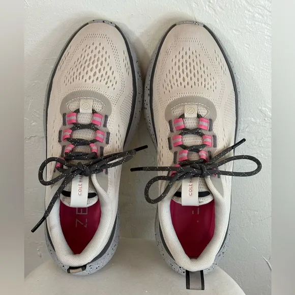 COLE HAAN Womens Zerogrand Journey Runner Sneaker‎ Shoe 5 Grey Hot Pink White