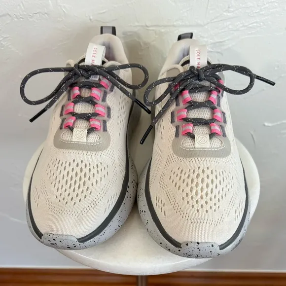 COLE HAAN Womens Zerogrand Journey Runner Sneaker‎ Shoe 5 Grey Hot Pink White