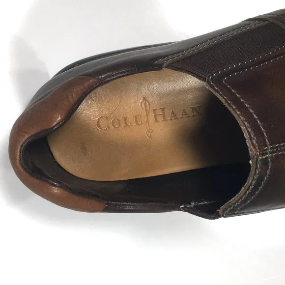 Cole Haan Zeno Slip On Shoes Mens Size 9M Brown Leather C07486 Split Toe
