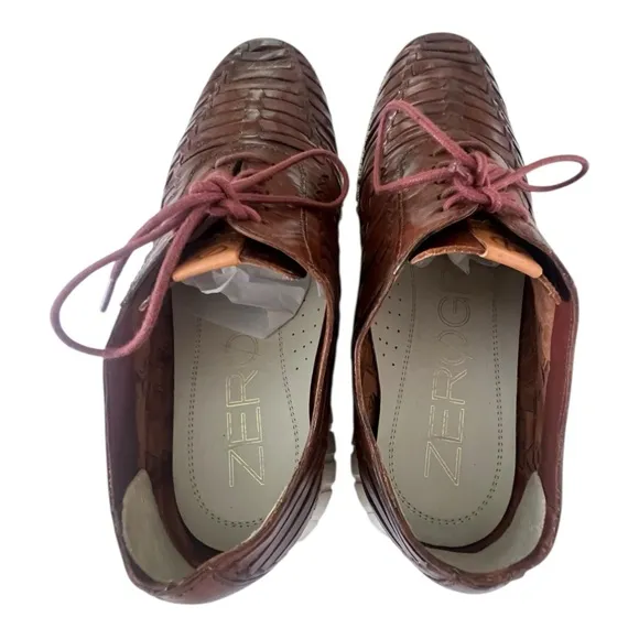 Cole Haan Zero Grand Huarache Oxford Mens Size 9 M Brown Leather Woven