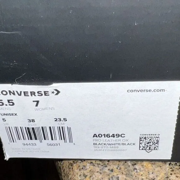 Converse Pro Leather Low It's Possible A01649C Black Sneakers Women's 7 New