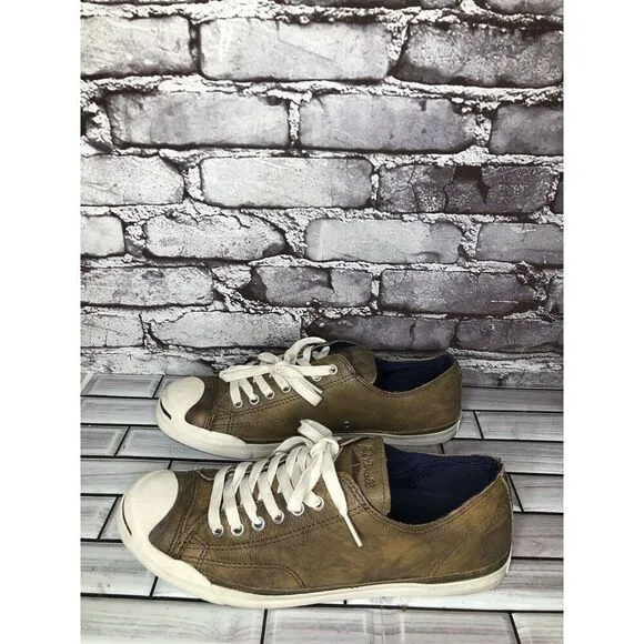 Converse Unisex Jack Purcell Brown Leather Sneakers Shoes Men’s Sz 9M US/42.5EU