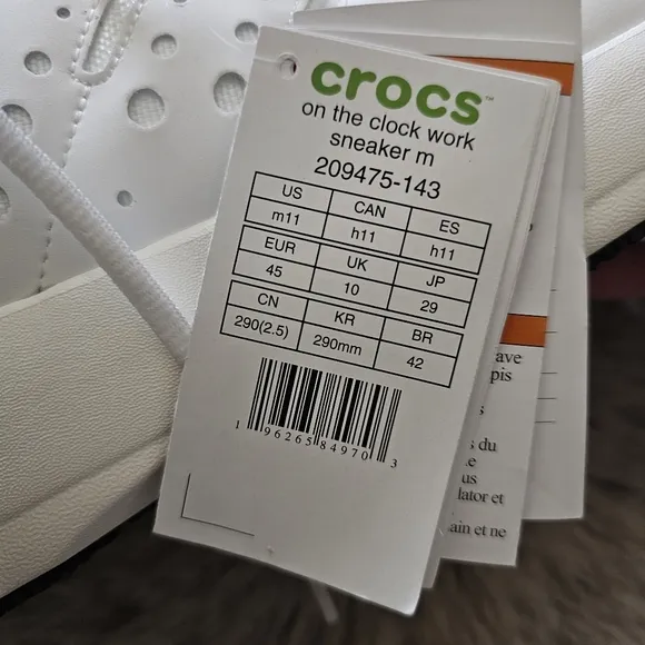 Crocs On The Clock Men's Sneaker Slip Resistant Work Shoes White NEW