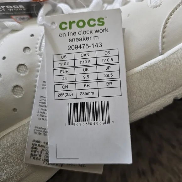 Crocs On The Clock Men's Sneaker Slip Resistant Work Shoes White NEW