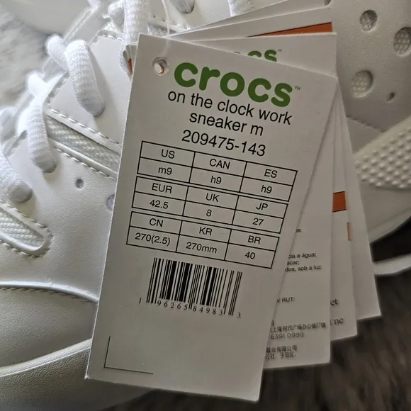 Crocs On The Clock Men's Sneaker Slip Resistant Work Shoes White NEW