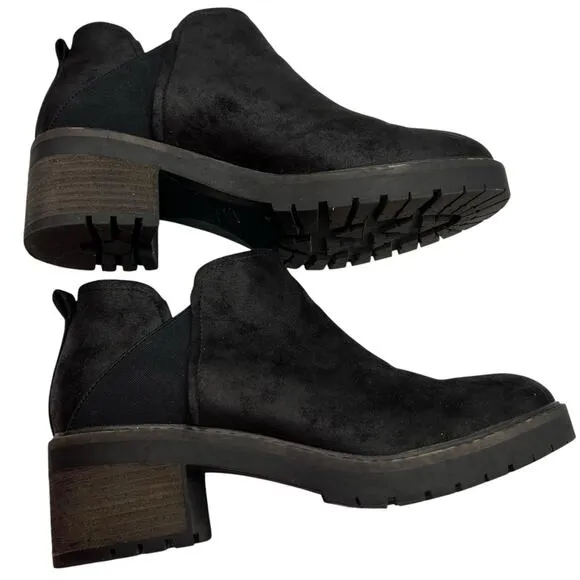 Crown Vintage Chelsea Size 11 Chunky Heel Ankle Boots Booties Black Slip On