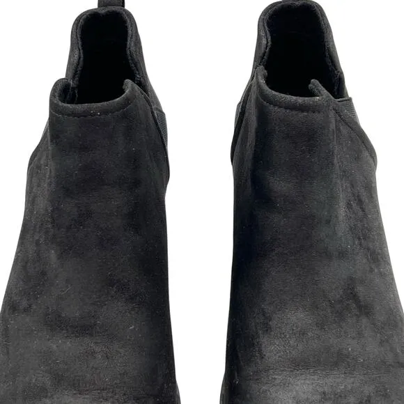 Crown Vintage Chelsea Size 11 Chunky Heel Ankle Boots Booties Black Slip On