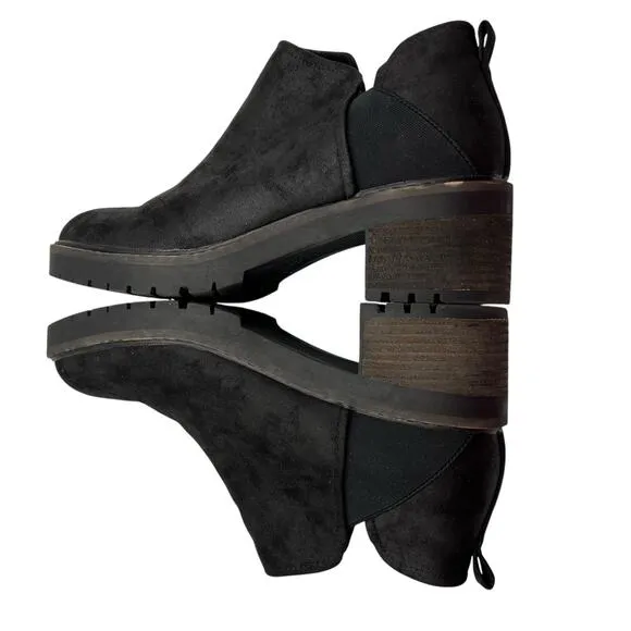 Crown Vintage Chelsea Size 11 Chunky Heel Ankle Boots Booties Black Slip On