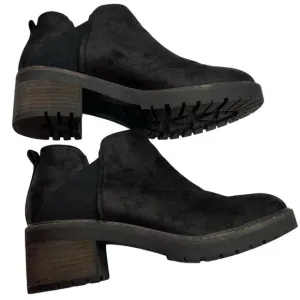 Crown Vintage Chelsea Size 11 Chunky Heel Ankle Boots Booties Black Slip On