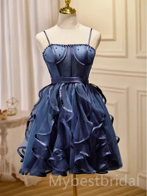Cute Square Sleeveless A-line Short Mini Homecoming Dress,  HDS0116
