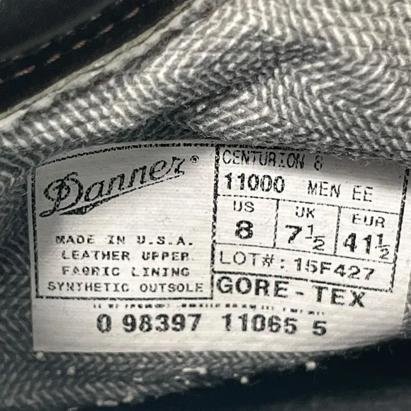 Danner Men's 8EE Black Centurion Gore-Tex Saftey Toe Work Boots Made in USA
